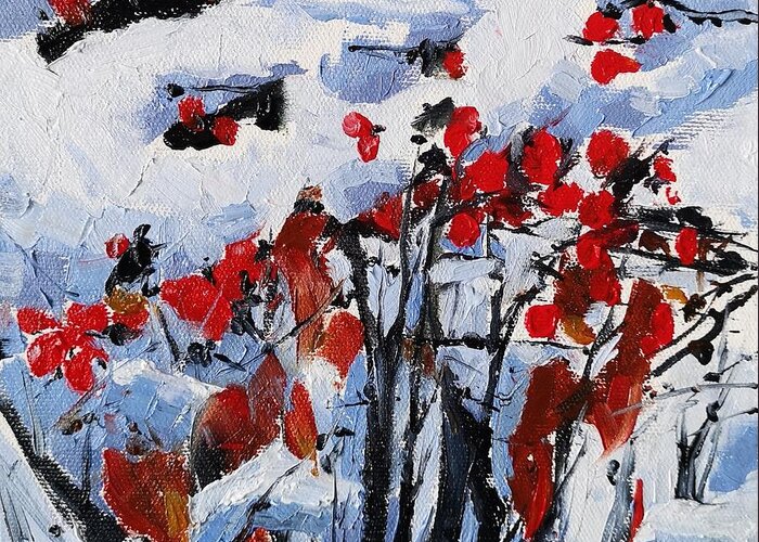 Winter Greeting Card featuring the painting Winter Berries by Sheila Romard