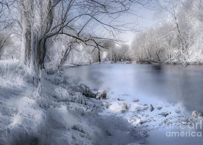 Snow Greeting Card featuring the photograph Winter Blues on Ice by Shelia Hunt