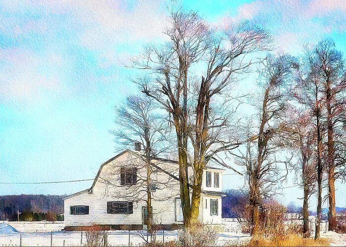 Country Greeting Card featuring the mixed media Winter in Ontario Digital Painting by Tatiana Travelways
