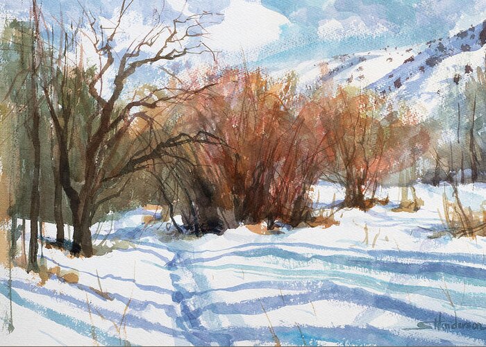 Winter Greeting Card featuring the painting Winter Light by Steve Henderson