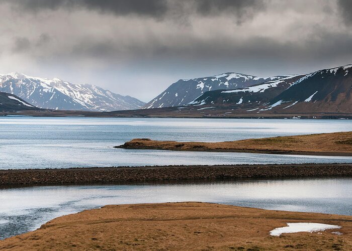 Iceland Greeting Card featuring the photograph Winter mountain landscape and frozen lake Iceland by Michalakis Ppalis