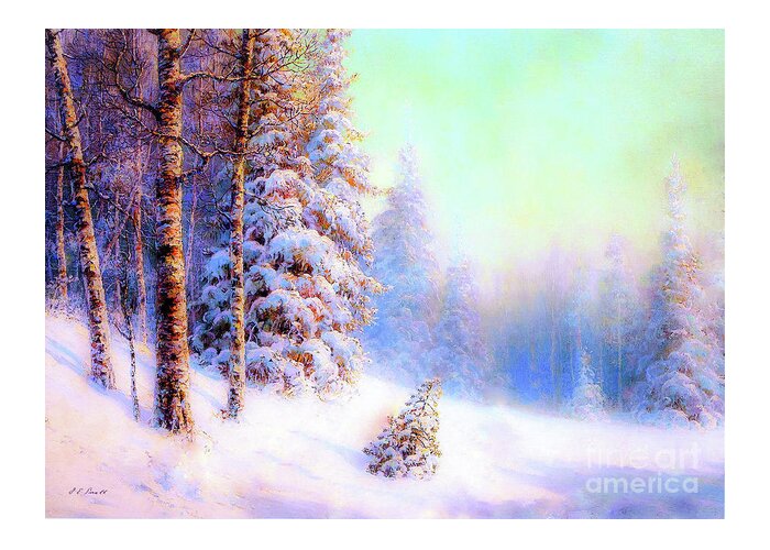 Landscape Greeting Card featuring the painting Winter Snow Beauty by Jane Small