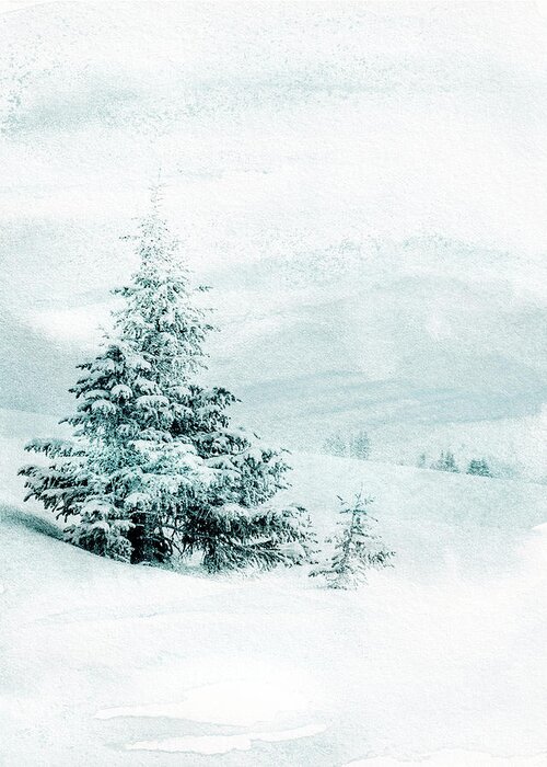 Trees Greeting Card featuring the mixed media Winter Solitude 2 by Colleen Taylor
