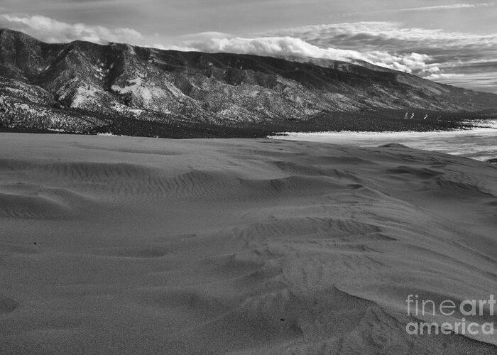 Great Greeting Card featuring the photograph Winter Storms Approaching Great Sand Dunes National Park Black And White by Adam Jewell