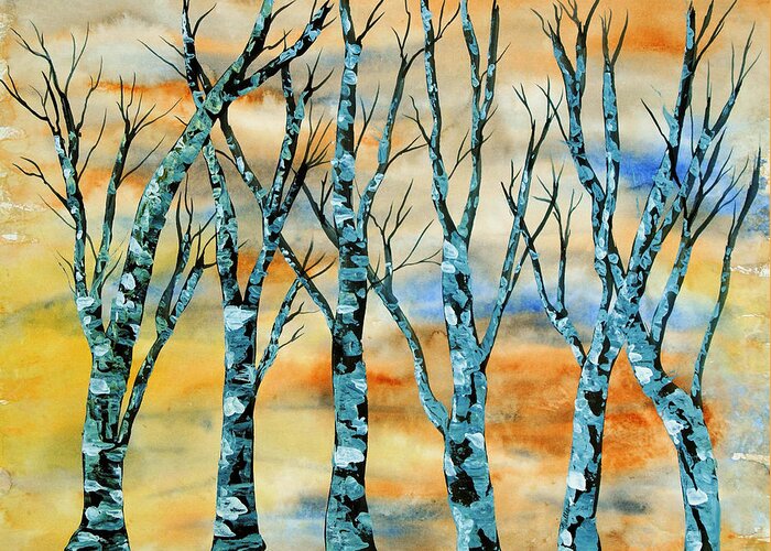 Winter Greeting Card featuring the painting Winter Trees by Vallee Johnson