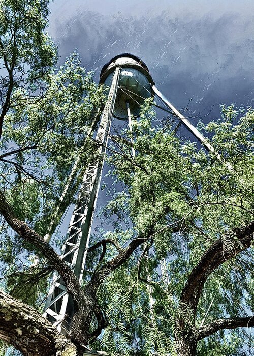 Water Greeting Card featuring the photograph Winter Watertower w/signature by GW Mireles