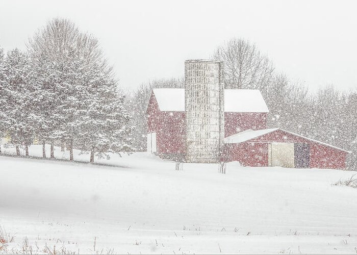 Snowstorm On The Farm Greeting Card featuring the photograph Winter Wonderland II by Rod Best