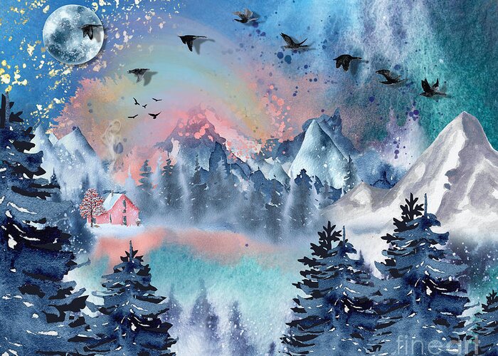 Winter Greeting Card featuring the digital art Winter's Breath by Tina Mitchell