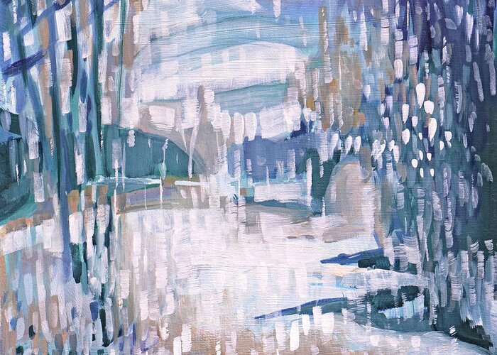 Winter Greeting Card featuring the painting Wintertime by Tanya Filichkin