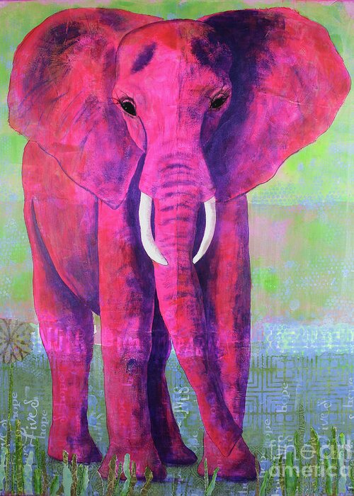 Elephant Greeting Card featuring the painting Wise Elegance by Lisa Crisman