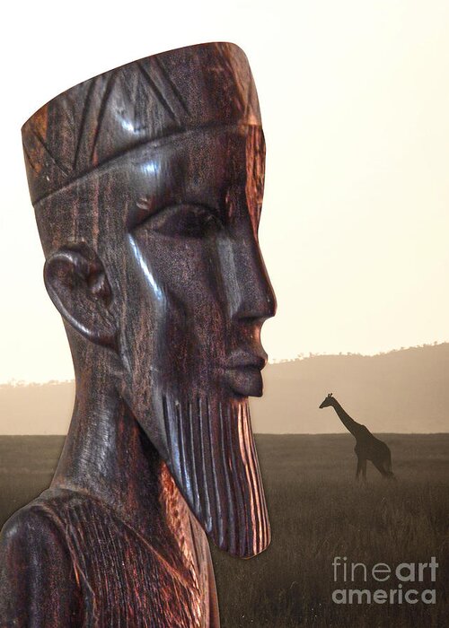 Wiseman Greeting Card featuring the digital art Wiseman And Giraffe by Phil Perkins