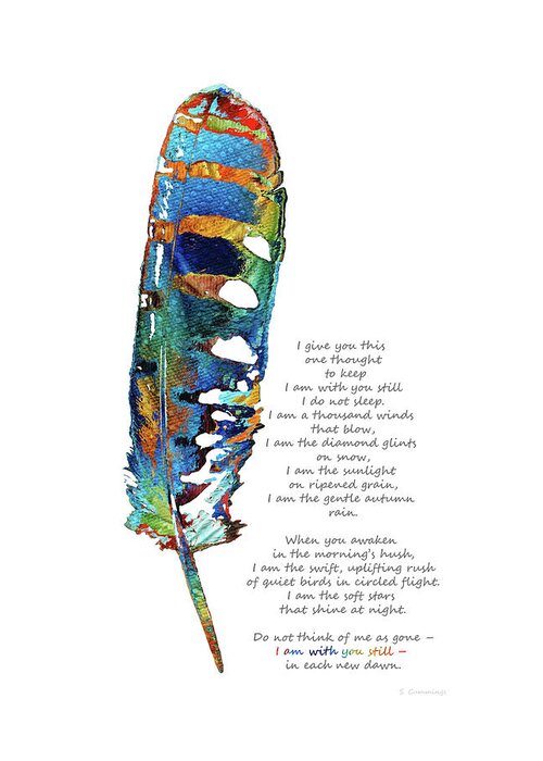 Feather Greeting Card featuring the painting With You Still - Comforting Art - Sharon Cummings by Sharon Cummings