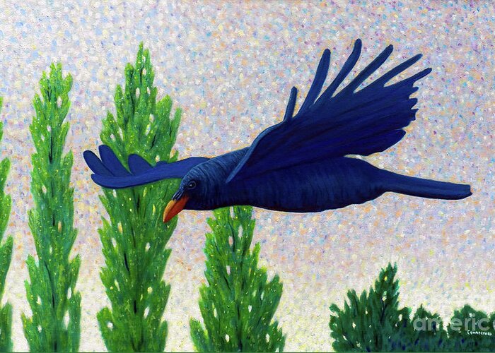 Raven Greeting Card featuring the painting Without A Doubt by Brian Commerford