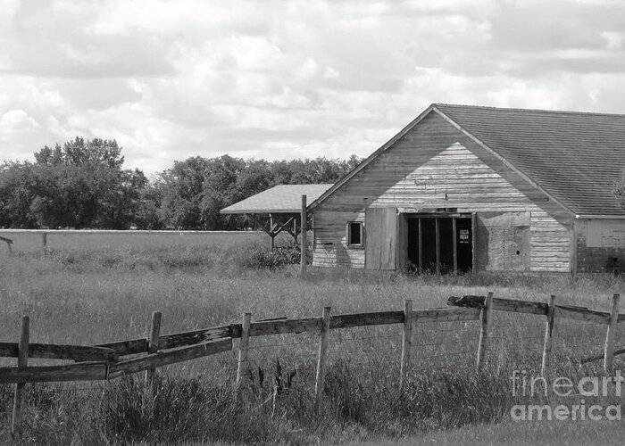 Nature Greeting Card featuring the photograph Wobbly Fence and Old Barn by Mary Mikawoz