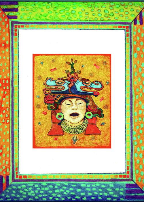 Collage Greeting Card featuring the drawing Women's Goddess, Mexico by Lorena Cassady