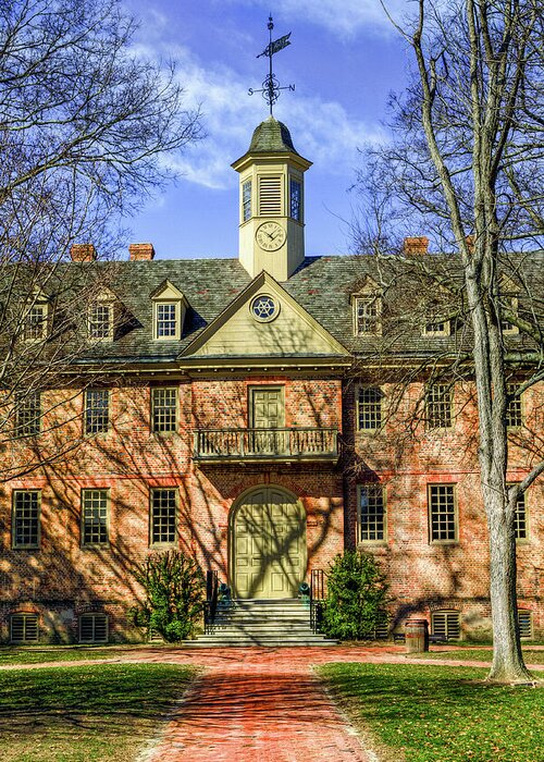 William And Mary Greeting Card featuring the photograph Wren Building Main Entrance by Jerry Gammon