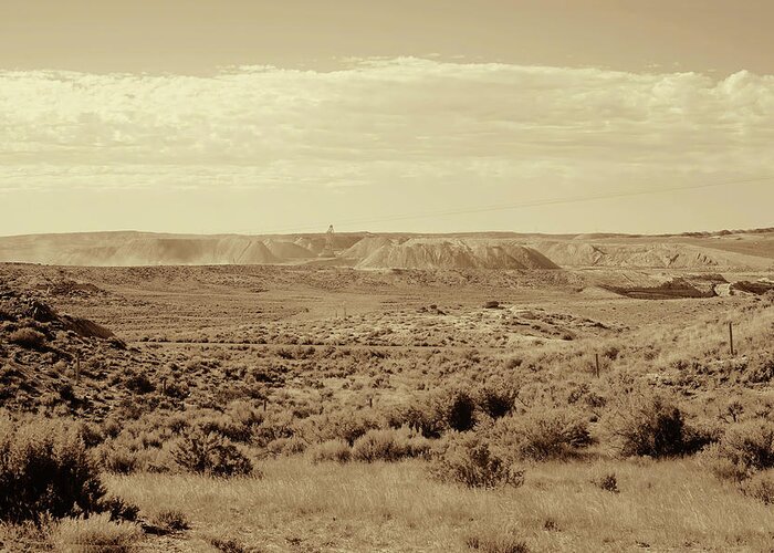 Wyoming Landscape Greeting Card featuring the photograph Wyoming Landscape Mining scene Mono by Cathy Anderson