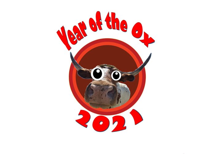 Ox Greeting Card featuring the digital art Year of the Ox Googly Eyes Transparent Background by Ali Baucom
