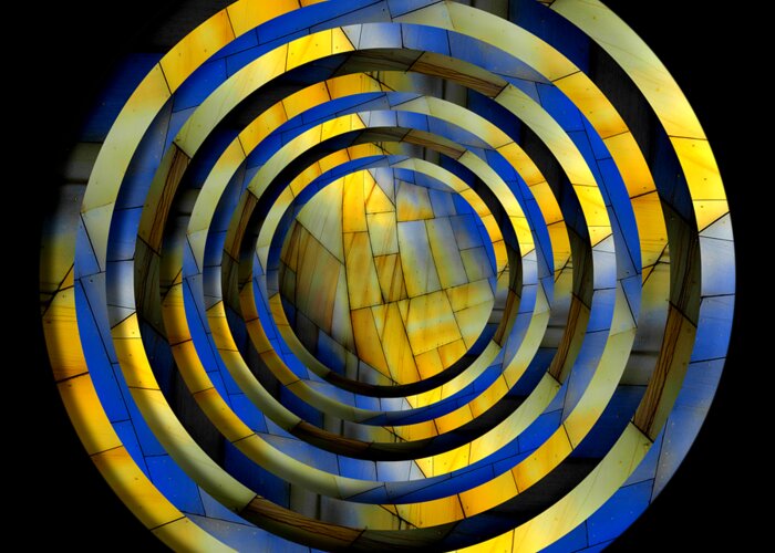 Graphic Greeting Card featuring the digital art Yellow and Blue Metal Circles Sans Border by Pelo Blanco Photo