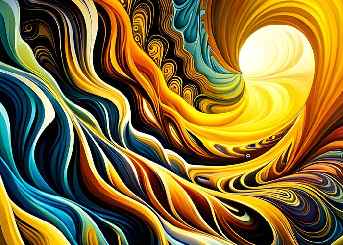 Digital Greeting Card featuring the digital art Yellow and Blue Wave by Cindy's Creative Corner