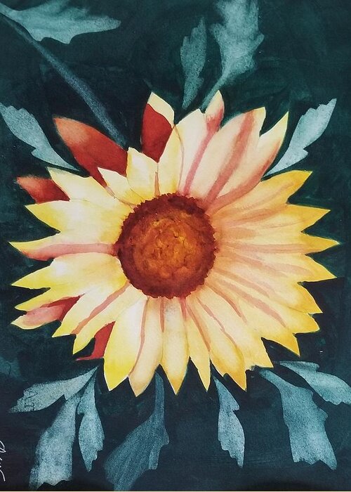 Yellow Daisy Greeting Card featuring the painting Yellow Daisy by Elise Boam