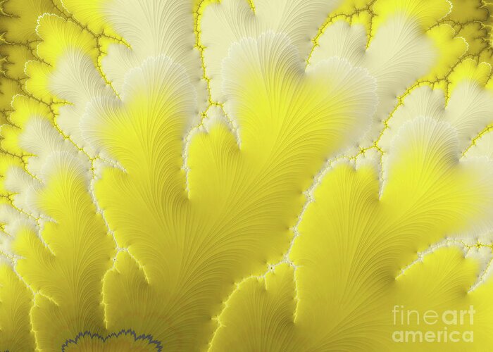 Fractals Greeting Card featuring the digital art Yellow Feather by Elisabeth Lucas