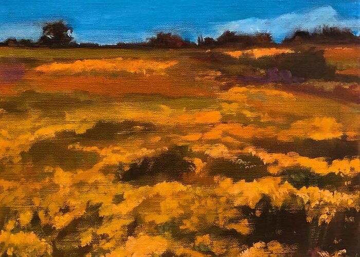 Yellow Greeting Card featuring the painting Yellow Field by Rebecca Jacob