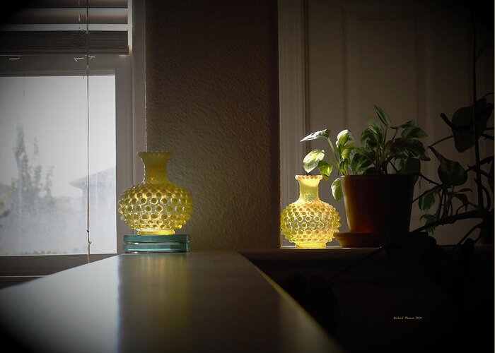 Still Life Greeting Card featuring the photograph Yellow Glass Still Life by Richard Thomas