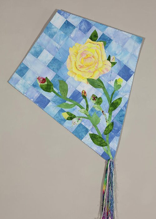 Fiber Art Greeting Card featuring the mixed media Yellow Rose of Texas 2 by Vivian Aumond