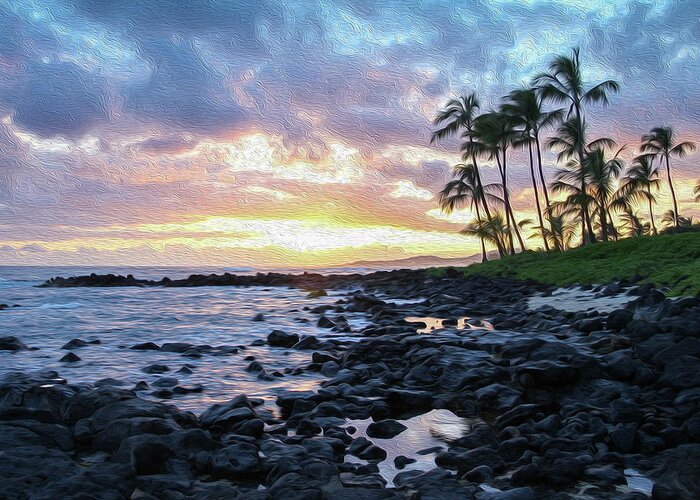 Hawaii Greeting Card featuring the photograph Yellow Sunset Painting by Robert Carter