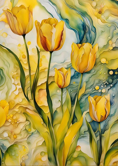 Yellow Greeting Card featuring the photograph Yellow Tulips by Cate Franklyn