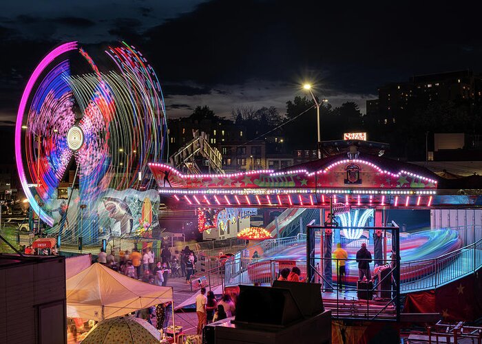 Spring Greeting Card featuring the photograph Yonkers Dowtown Carnival by Kevin Suttlehan