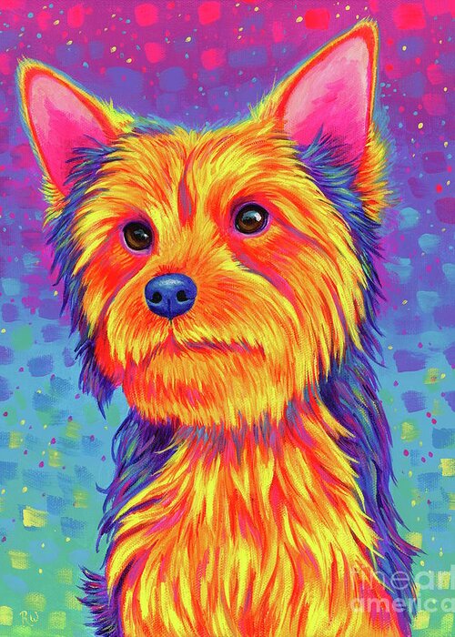 Dog Greeting Card featuring the painting Yorkshire Terrier by Rebecca Wang