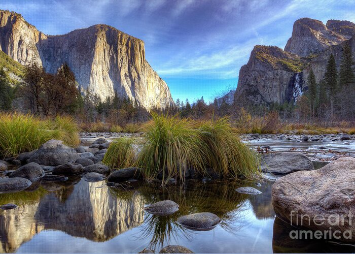 Yosemite National Park Reflections Of El Capitan In The Merced River Greeting Card featuring the photograph Yosemite National Park Reflections of El Capitan in the Merced River by Dustin K Ryan