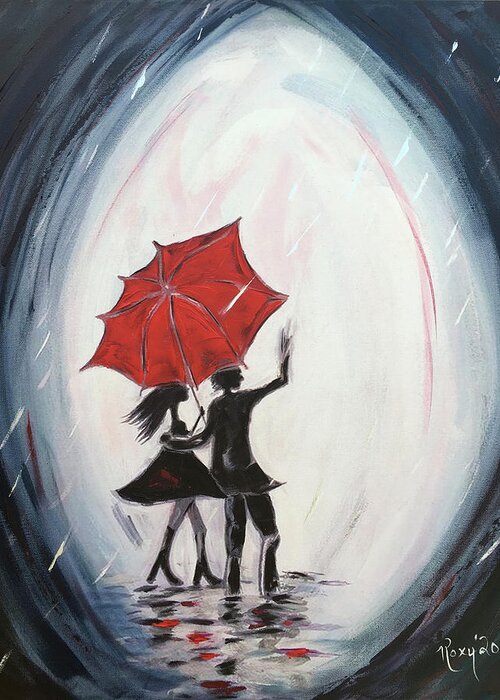 Walking Greeting Card featuring the painting Young Love Walking by Roxy Rich