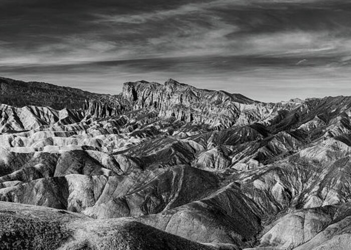 California Greeting Card featuring the photograph Zabriskie Point - Black and White by Peter Tellone
