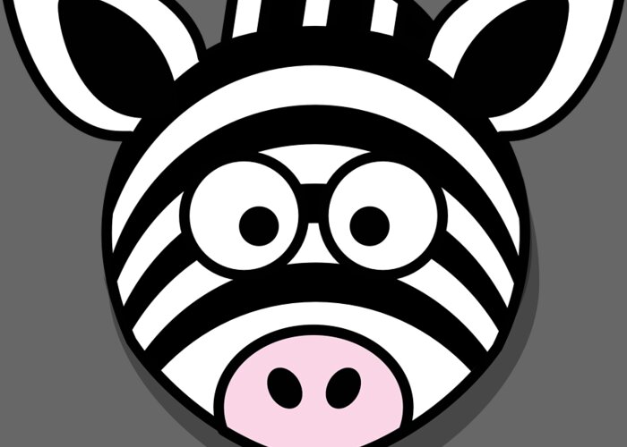 Zebra Head Stupid Cartoon Black White Round Zoo Greeting Card by Jeff  Brassard