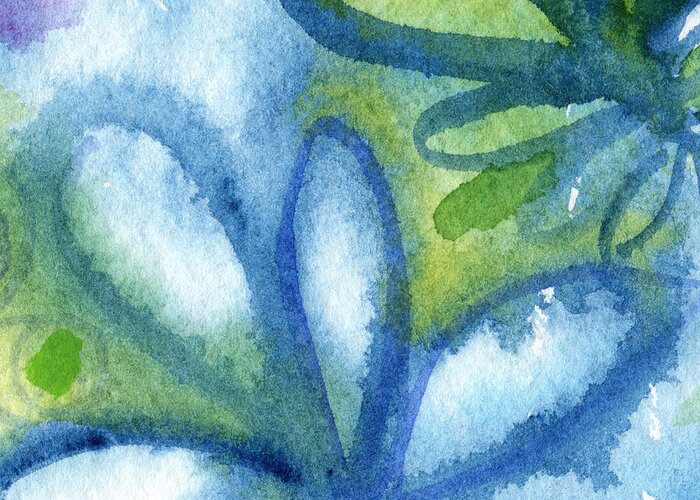 Abstract Greeting Card featuring the painting Zen Leaves by Linda Woods