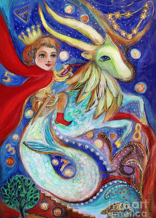Nursery Painting Greeting Card featuring the painting Zodiac Princes series. Capricorn by Elena Kotliarker