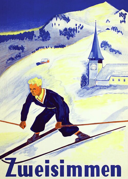 Zweisimmen Greeting Card featuring the digital art Zweisimmen Ski Track by Long Shot