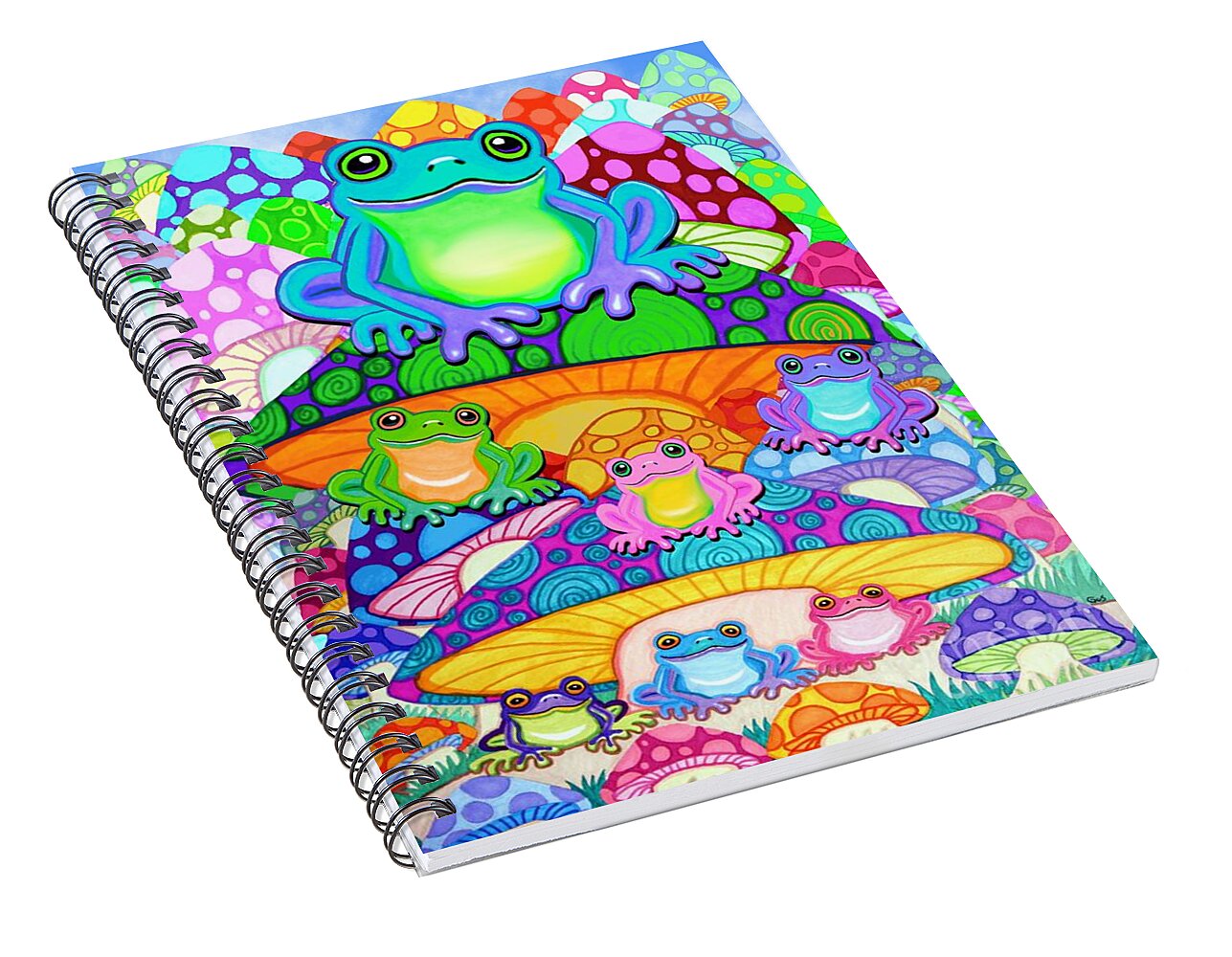 More Colorful Frogs on Colorful Magic Mushrooms Spiral Notebook for ...