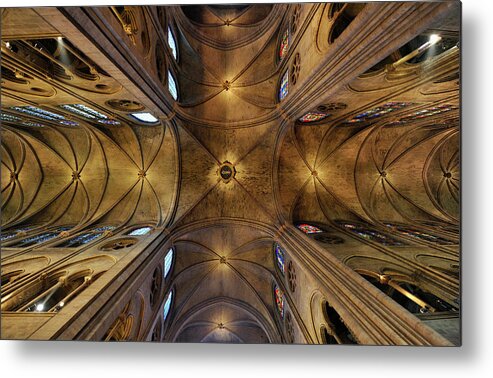 Ceiling Notre Dame Cathedral Paris Metal Print