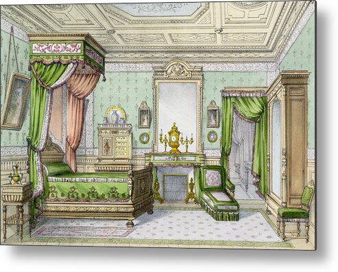 bedroom in the renaissance style metal print