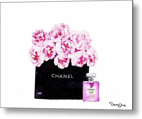 Chanel With Flowers Metal Print by Del Art