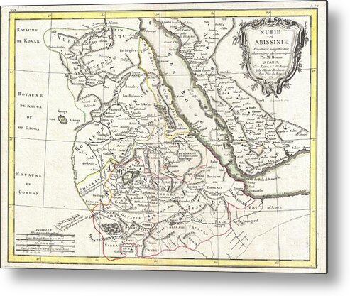 Antique Maps Old Cartographic Maps Antique Map Of Abyssinia Sudan And The Red Sea 1771 Metal Print