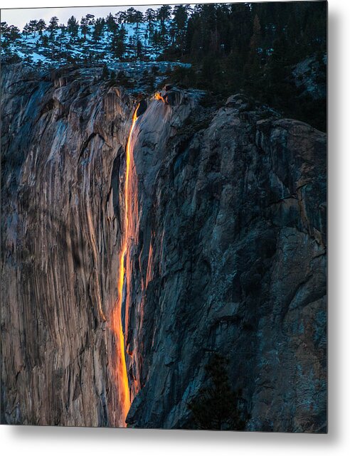 America Metal Print featuring the photograph Horsetail Water Fall Glow by Connie Cooper-Edwards