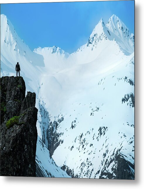 Iceland Metal Print featuring the photograph Iceland Snow Covered Mountains by Larry Marshall