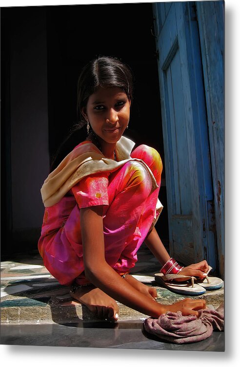 India Metal Print featuring the photograph Indian School Girl by Richard Vinson