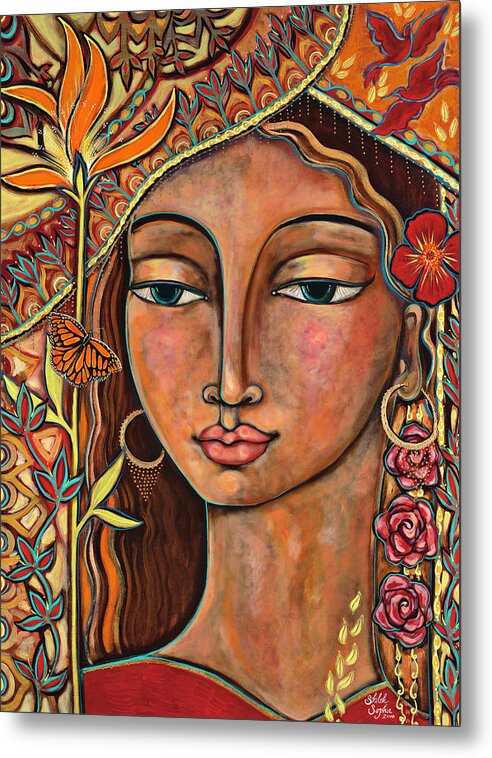 Bird Metal Print featuring the painting Focusing On Beauty by Shiloh Sophia McCloud