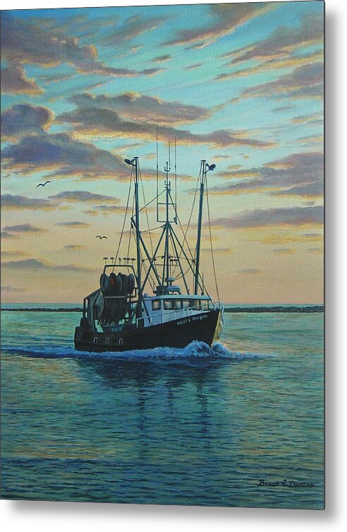 Marine Art Metal Print featuring the painting Heading In by Bruce Dumas